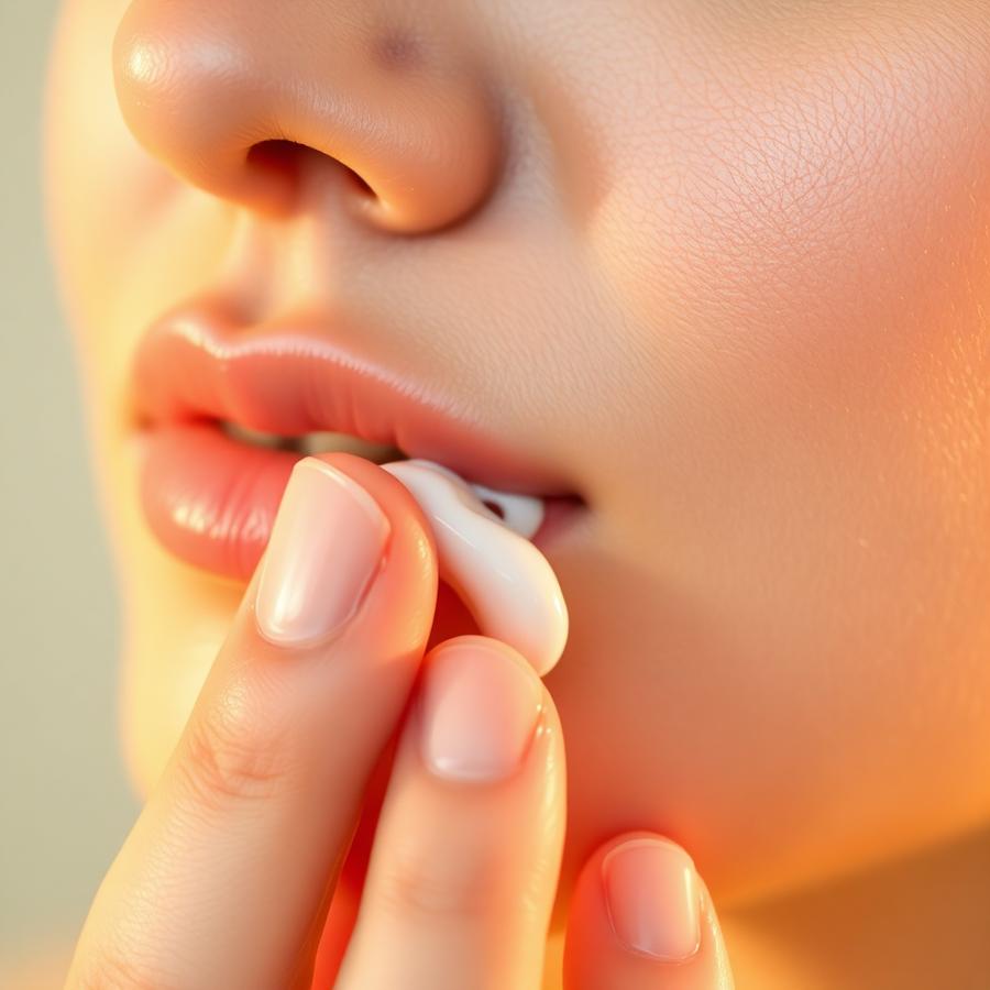 Pat the cream into cheeks and jawline for a glass-skin finish